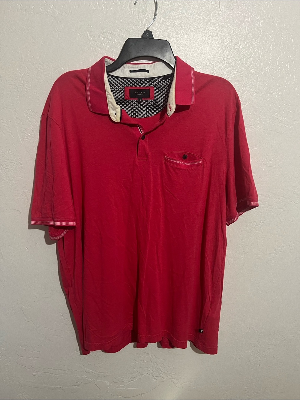 Ted Baker Red Polo with Contrast Inner Collar